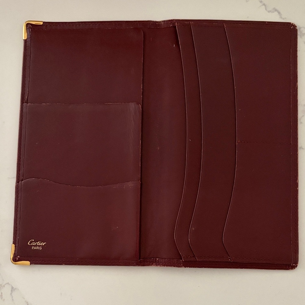 Vintage Cartier Burgundy Leather checkbook/planner/card holder long wallet - Picture 2 of 7